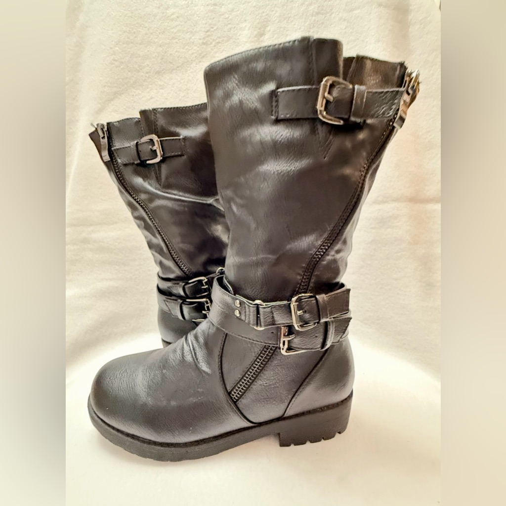 Dream Pairs Atlanta Girls Buckle Zipper Knee High Winter Boots Size 2